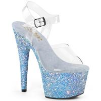 ADORE-708LG Pleaser vegan high heels platform sandal clear baby blau glitter