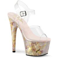 ADORE-708MB Pleaser platform ankle strap sandal blush gold marble effect