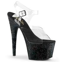 Sale ADORE-708MG Pleaser high heels platform sandal clear black mini glitter 42