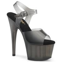 ADORE-708N-T Pleaser vegan high heels platform ankle strap black gradient smoke tinted