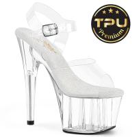 ADORE-708PREM Pleaser high heels pole dance ankle strap sandal clear premium TPU