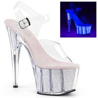 Sale ADORE-708UVG Pleaser High Heels sandal clear neon opal glitter 40