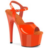 ADORE-709 Pleaser vegane Damen High-Heels Riemchen Plateausandaletten orange Lack