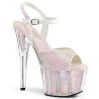 ADORE-710G Pleaser high heels platform ankle strap sandal opal glitter fabric upper