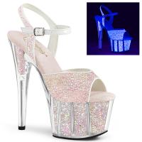 ADORE-710UVG Pleaser vegan ladies platform strap sandal uv opal glitter