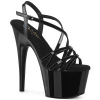 ADORE-713 Pleaser vegan ankle criss cross strap sandal black patent