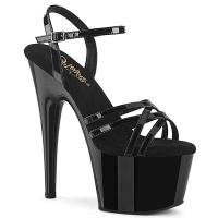 ADORE-717 Pleaser high heels criss cross ankle strap sandal black patent