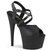 ADORE-724 Pleaser Damen High-Heels Plateau Sandaletten gekreuztes Riemchen schwarz Lederlook