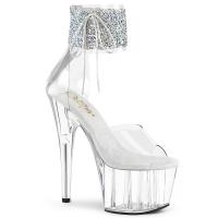 ADORE-724RS-02 vegan platform sandal multi rhinestones ankle cuff clear