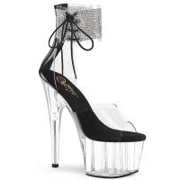 ADORE-724RS Pleaser vegan platform sandal rhinestones ankle cuff clear black