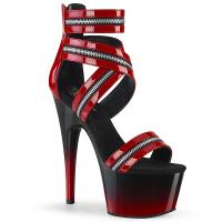 ADORE-766 Pleaser vegan criss cross ankle strap sandal red black patent