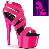 ADORE-769UV Pleaser high heels platform criss cross sandal elastic band neon hot pink