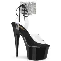 ADORE-791-2RS Pleaser vegane Damen High Heels Sandaletten Strass klar schwarz