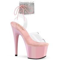 ADORE-791-2RS Pleaser high heels platform ankle cuff sandal rhinestones clear baby pink