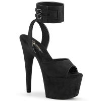 ADORE-791FS Pleaser high heels platform ankle strap sandal dual buckle straps black suede