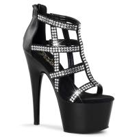ADORE-798 Pleaser high heels platform cage bootie sandals black rhinestones