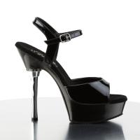 Sale ALLURE-609 Pleaser high heel ankle strap sandal leather innersole black patent 40