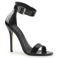 Sale AMUSE-10 Pleaser High-Heels Sandaletten schwarz Lack mit Fesselriemchen 43