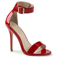 Sale AMUSE-10 Pleaser high heels closed back ankle strap sandal red patent 38