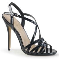 Sale AMUSE-13 Pleaser high heels ankle strap criss-cross sandal black patent 44