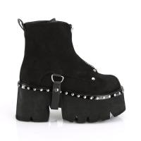 Sale ASHES-100 DemoniaCult Platform cut out ankle boot black vegan-suede silver studs 36