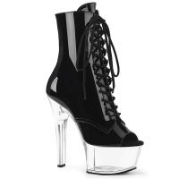 ASPIRE-1021 Pleaser High-Heels Peep Toe Plateaustiefeletten schwarz Lack transparent