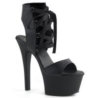 ASPIRE-600-14 Pleaser erotic high heels lace up ankle sandal black matte