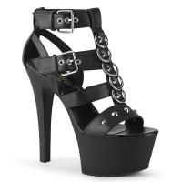 ASPIRE-658 Pleaser vegan strappy cage style platform sandal cone studs black matte