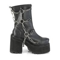 Sale ASSAULT-66 DemoniaCult vegan cleated platform high heels ankle boot cage chain black matte 37
