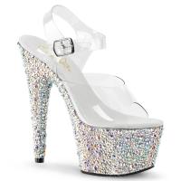 BEJEWELED-708MS Pleaser ladies high heels ankle strap sandal silver multi sized rhinestones