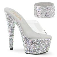 BEJEWELED-712MS Pleaser high heels platform AB rhinestones ankle cuff clear silver