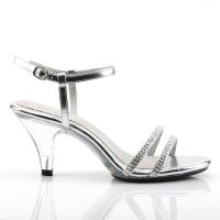 Sale BELLE-316 Fabulicious slingback sandal silver metallic clear with rhinestones 36