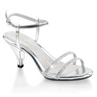 Sale BELLE-316 Fabulicious slingback sandal silver metallic clear with rhinestones 35