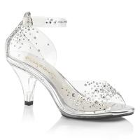 Sale BELLE-330RS Fabulicious Plateau transparente Peep Toe Riemchen Sandaletten Strass 43