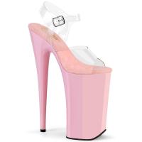 BEYOND-008 Pleaser High-Heels Riemen Sandaletten transparent babypink Innensohle