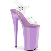 BEYOND-008 Pleaser skyscraper high heels ankle strap sandal clear lavender