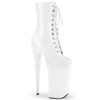 BEYOND-1020 Pleaser high heels skyscraper platform ankle boot white patent