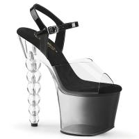 BLISS-708-1BC Pleaser high heels platform ankle strap sandal black clear ombre