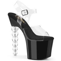 BLISS-708 Pleaser vegan high heels platform ankle strap sandal clear black