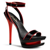 BLONDIE-631-2 Pleaser Bi-Color High-Heels Dualplateau Sandaletten schwarz rot Lack