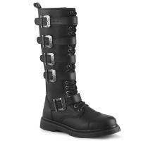 Sale BOLT-425 DemoniaCult Unisex 20-eyelet lace-up vegan boot black 5 buckled panels 38