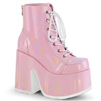 Sale CAMEL-203 DemoniaCult High-Heels Schnürstiefeletten babypink Hologramm Reißverschluss hinten 39