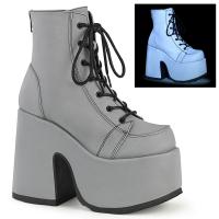 Sale CAMEL-203 DemoniaCult platform lace-up ankle boot grey reflective matte 39