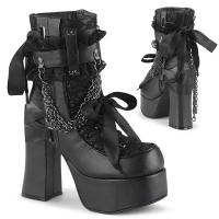 CHARADE-110 DemoniaCult high heels platform ankle boot black lace overlay chains