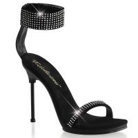 CHIC-40 Fabulicious high heels sandal black nubuck with rhinestones