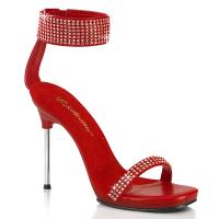 CHIC-40 Fabulicious high heels mini platform sandal rhinestones ankle cuff red matte