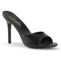 Sale CLASSIQUE-01 Pleaser Damen High-Heels Peep Toe Pantoletten schwarz Lederoptik 43