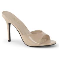 Sale CLASSIQUE-01 Pleaser Damen High-Heels Peep Toe Pantoletten hautfarben Lack 44