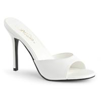 Sale CLASSIQUE-01 Pleaser high heels peep toe slide white kid pu 40