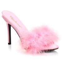 Sale CLASSIQUE-01F Fabulicious high heels peep toe marabou fur slipper baby pink 36